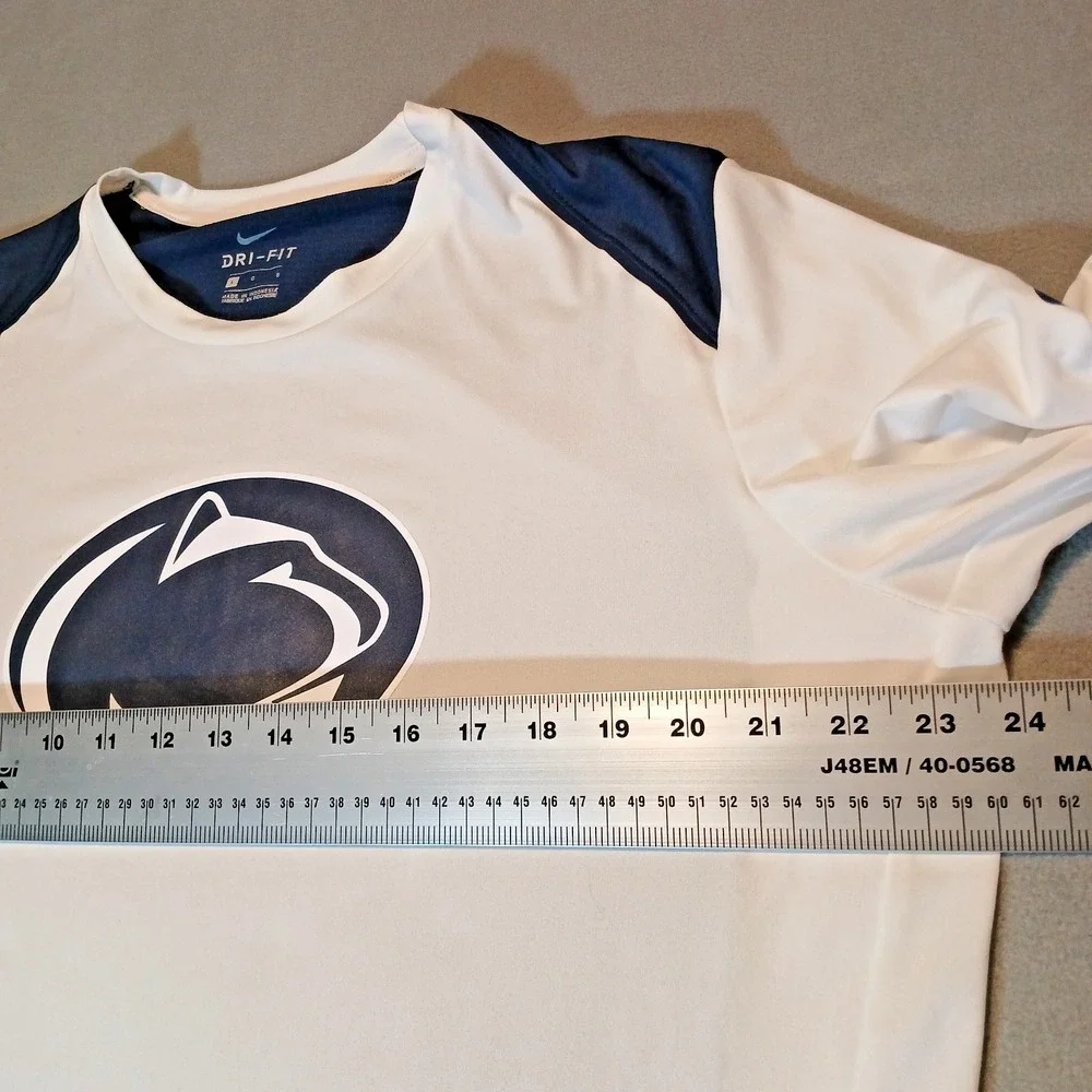 Nike Dri-Fit Penn State Nittany‎ Lions Long Sleeve Shirt Men's Size L White Blue